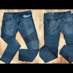 True Religion Rocco Relaxed Skinny Denim Jeans  Mens Size 40 Blue